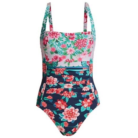Johnny Was Other - Johnny Was Japer Floral Ruched One Piece Swimsuit Size Medium
